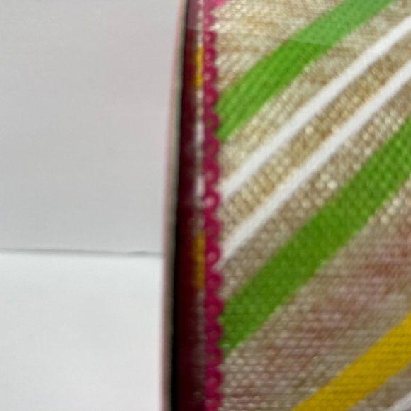2 Spring Stripe Wired Ribbon 1.5" 25' Pink Yellow - Picture 3 of 12